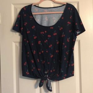 📚 Cherry Tie Front shirt